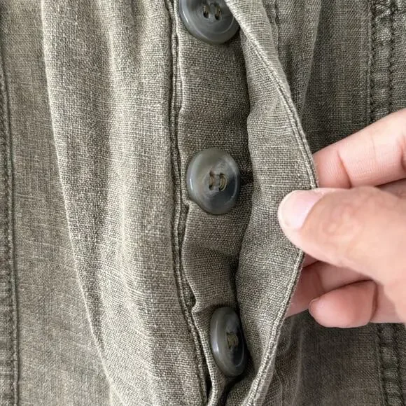 Free People Tomboy Raw Hem High Waisted Shorts Green Size Small Linen - Picture 3 of 11